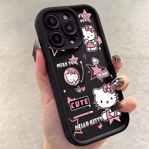 Cute Hello Kitty Record Phone Case For Samsung Galaxy A15 5G S25 S24 S23 S22 S21 S20 FE Plus Ultra A35 A54 A55 Covers