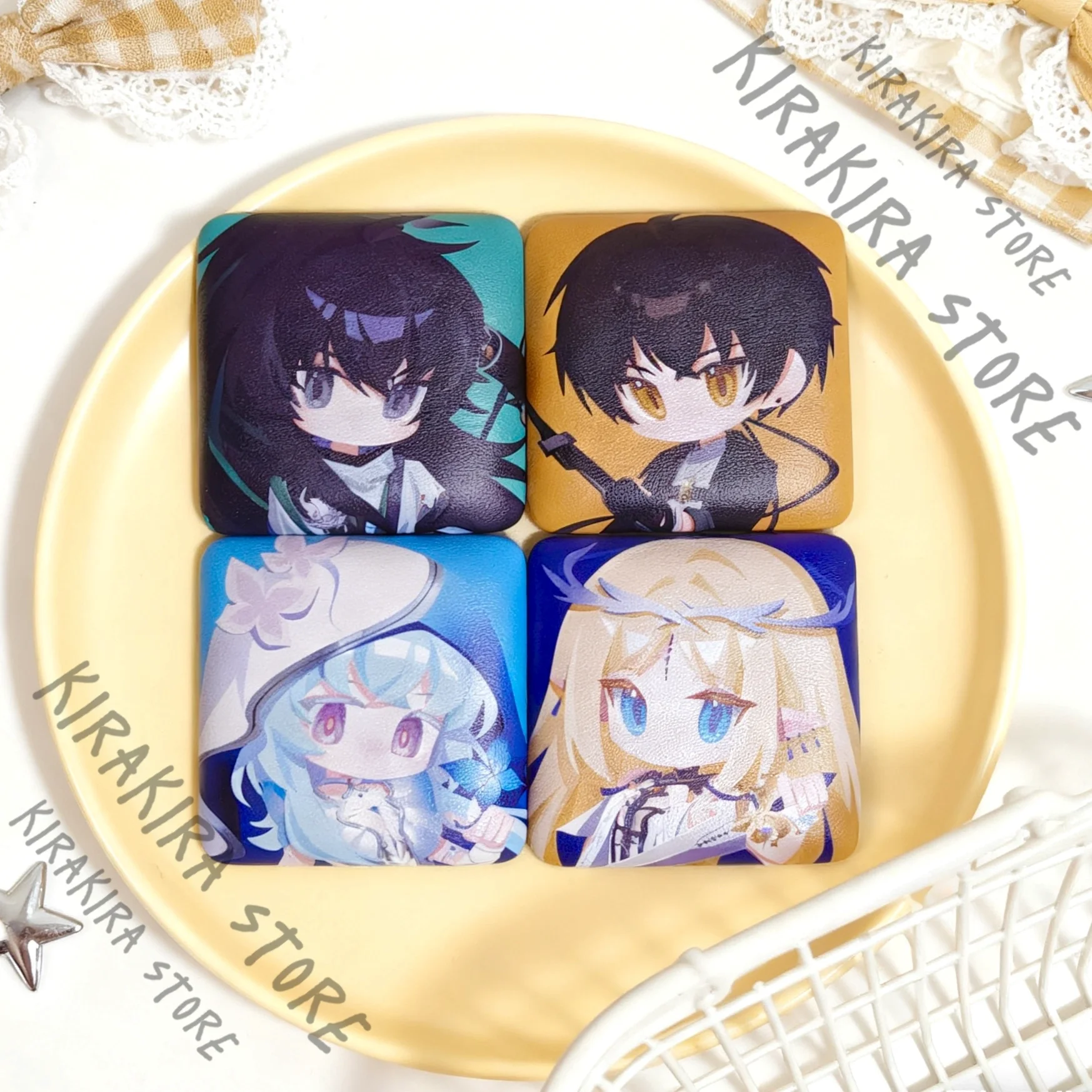 

Anime Wuthering Waves Rover Boys QIUYUAN The Shorekeeper Cartethyia Square Badge Tinplate Brooch Pendant Thick Acrylic Mahjong