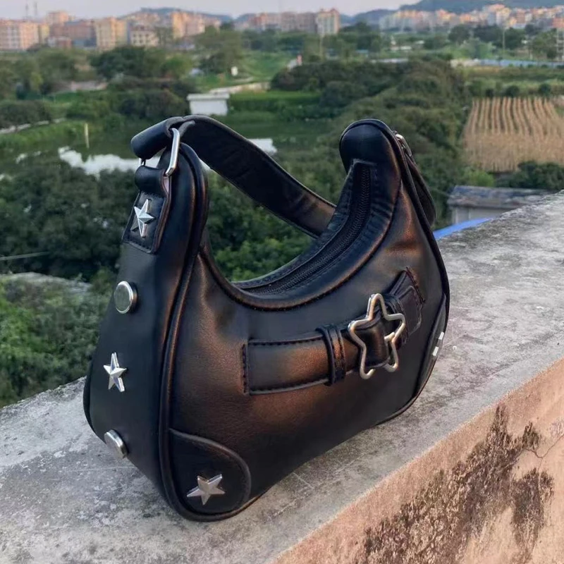 Casual estrela bolsa de ombro axilas sacola senhora sacos de couro zip bolsa novo vintage premium bolsa de ombro ao ar livre diariamente