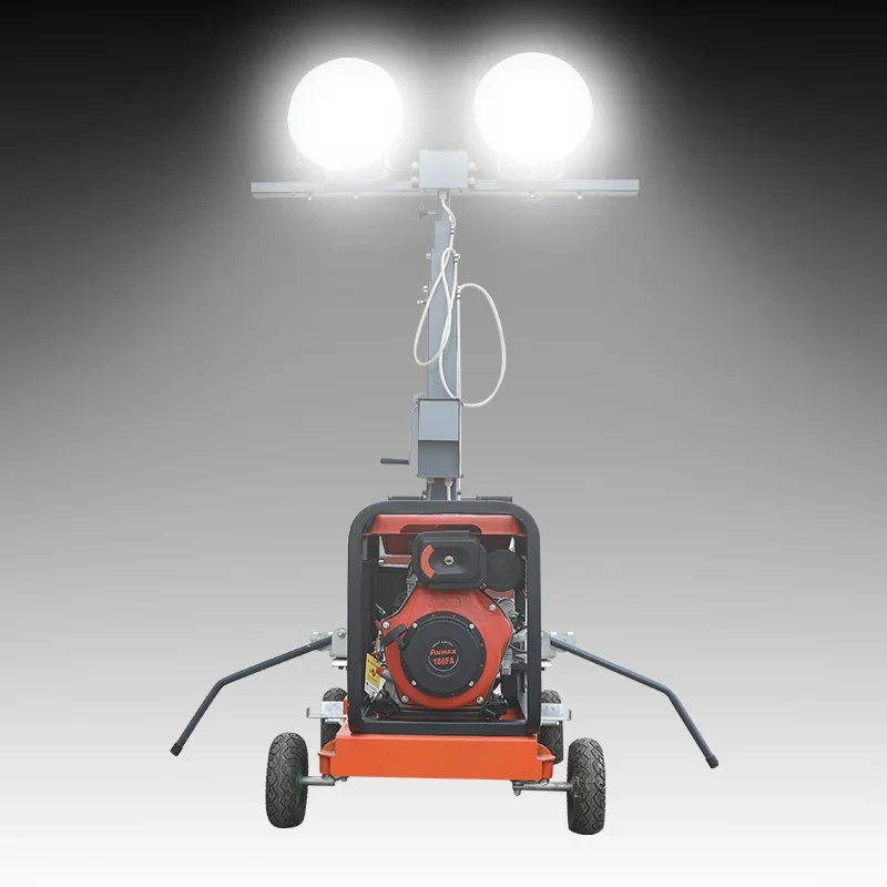 5 m 9 m Outdoor-Diesel-Ballon-Lichtturm, LED-Signalturm-Licht, 800 W/1200 W/4000 W Licht, zuverlässige mobile Beleuchtungslösungen