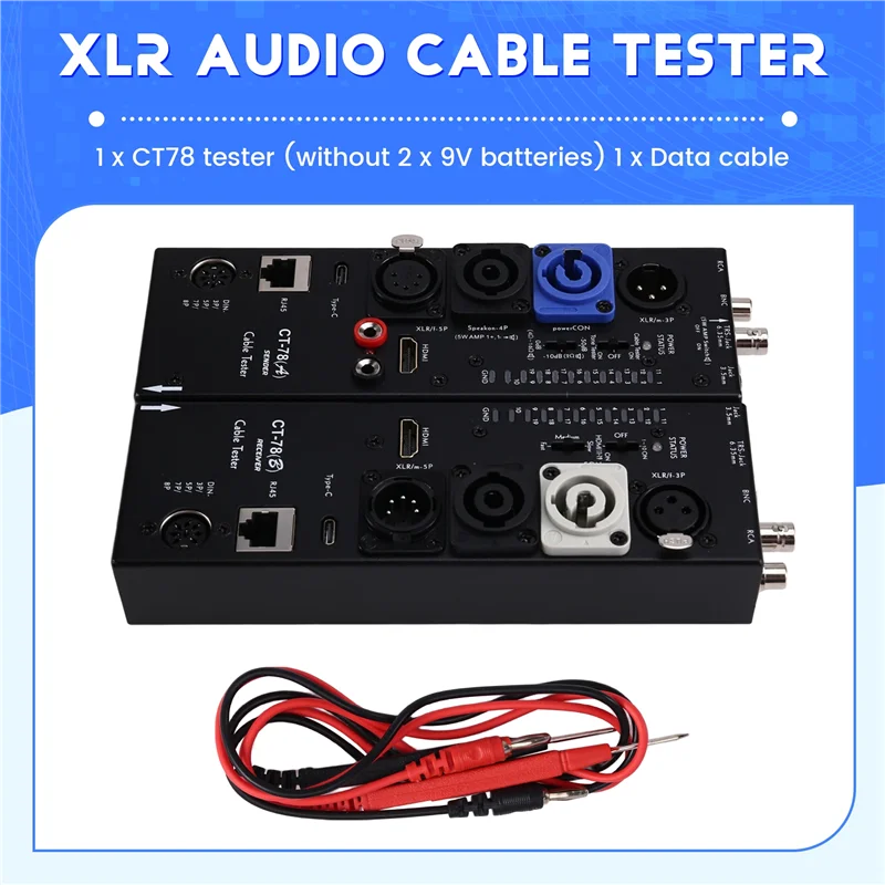 جهاز اختبار كابل الصوت CT78 XLR متعدد الوظائف، متوافق، كشف تلقائي، وفصل عن بعد في جهاز واحد-ABIU