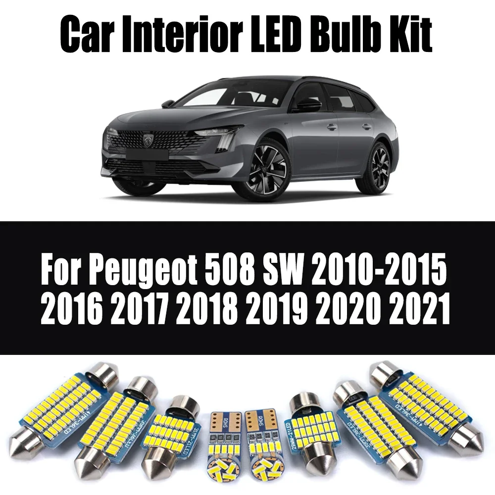 

14 шт. Canbus для Peugeot 508 SW 2010-2018 2019 2020 2021 автомобильные потолочные лампы автомобильный светодиодный комплект внутреннего купольного зеркала