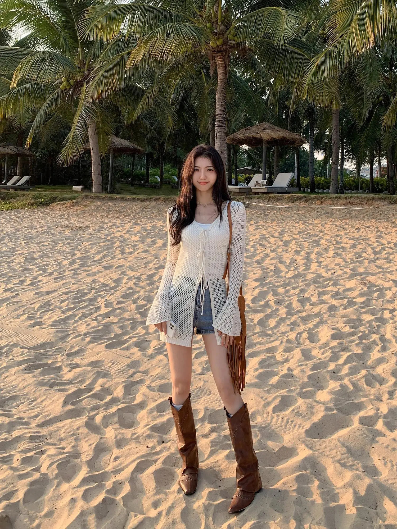 

Женский вязаный топ с v-образным вырезом, весна-лето, свободный крой, солнцезащитный дизайн, кардиган с поясом, длинный свек, для поездок на работу, слэ