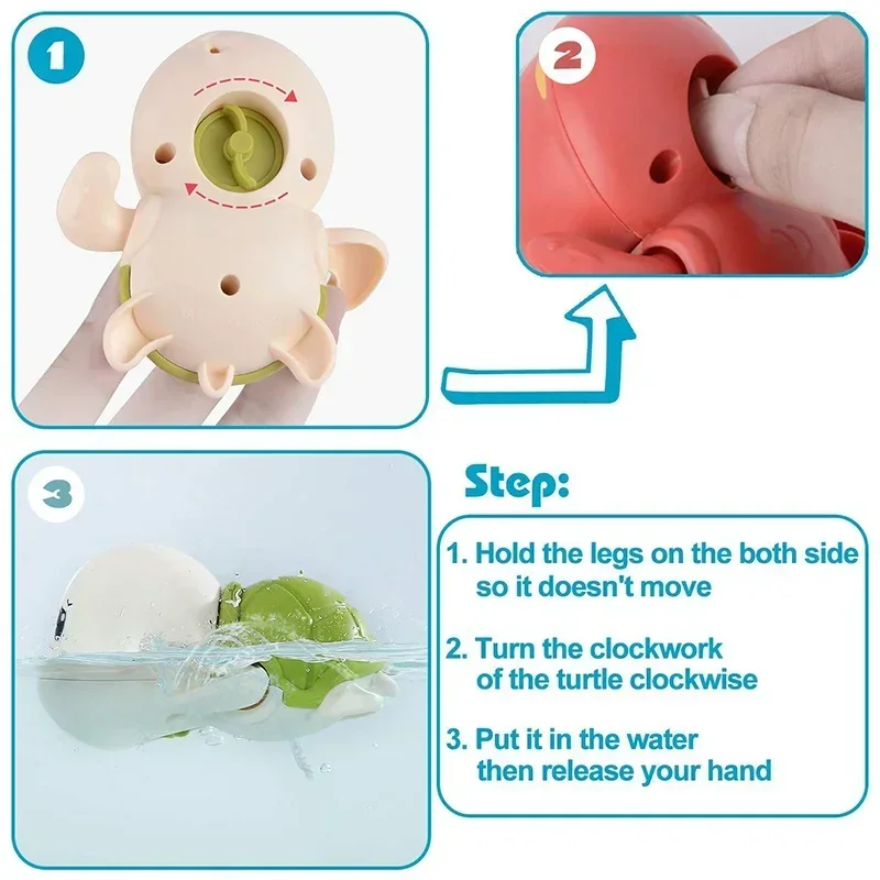 Baby Bath Toys Bathing Cute Swimming Turtle Whale Pool Beach Classic Chain Clockwork Water Toy for Kids Water Playing Toys