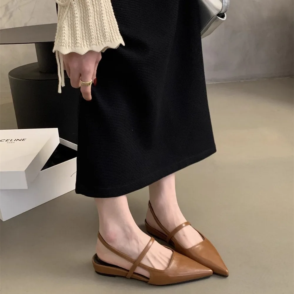 جديد النساء الصنادل أحذية أشار تو 2025 ربيع الموضة الأحذية الضحلة أحذية خفيفة صنادل سيدات أحذية مسطحة حجم كبير