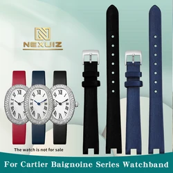 Women's Leather Watch with Notches For Cartier Baignoine Series WGBA0015 WJBA0023 Silk Cowhide Watch Strap 12MM Notch 4mm Soft