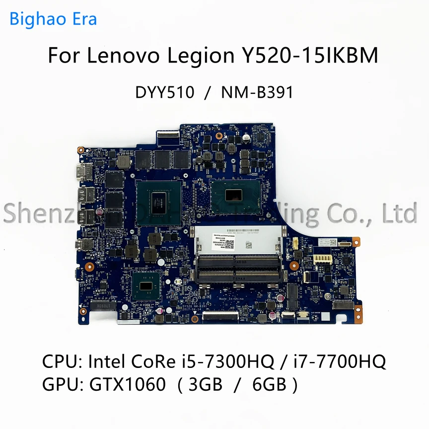 

DY520 NM-B391 For Lenovo Legion Y520-15IKBM Laptop Motherboard With i5-7300HQ i7-7700HQ CPU GTX1060 6G-GPU 5B20P24403 5B20P24400