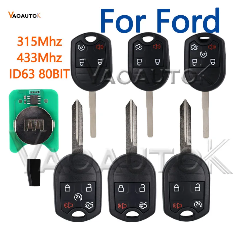 CWTWB1U793 Control remoto para coche ID63 80 bits para Ford Edge Explorer Ranger Expedition Mustang Escape Taurus Llave inteligente 315/433MHz 3/4/5 botones