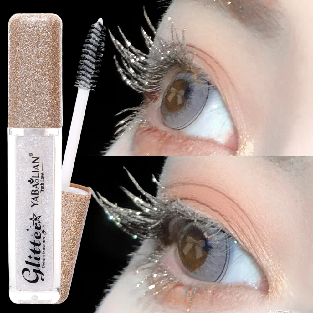 Mascara à paillettes vertes argentées, séchage rapide, longue durée, imperméable, optique de curling, extension de cils, diamant, paillettes brillantes