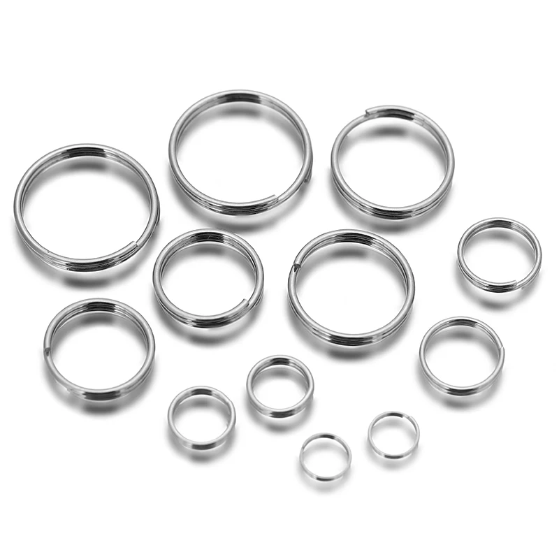 1pack/lot 6/7/8/10/12/13/15/16/17/18/20mm Stainless Steel Double Open Jump Rings Split Rings Connectors for DIY Jewelry Making