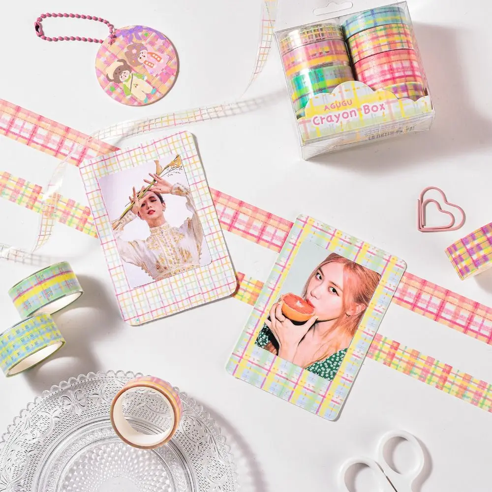 DIY Arts Crafts Check Patroon Washi Tape Set Scrapbooking Journaling Arts Masking Tape Sticker Etikettering PET