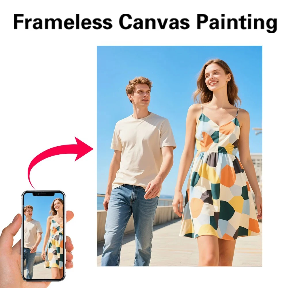 1pc Frameless Personalize Custom Photo Couple Wall Art Inspi