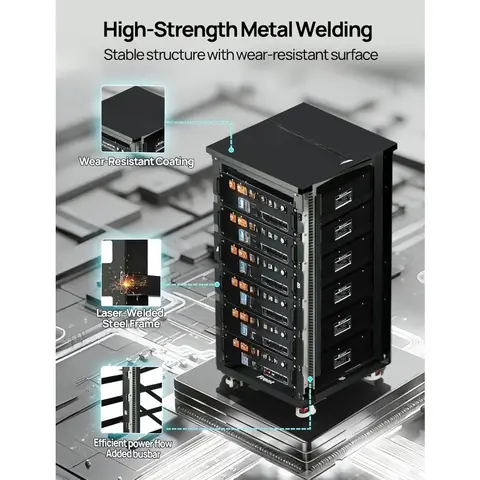 6 Layer Server Rack 600A Busbar System for Rack Mount Lithium Battery Versions Black