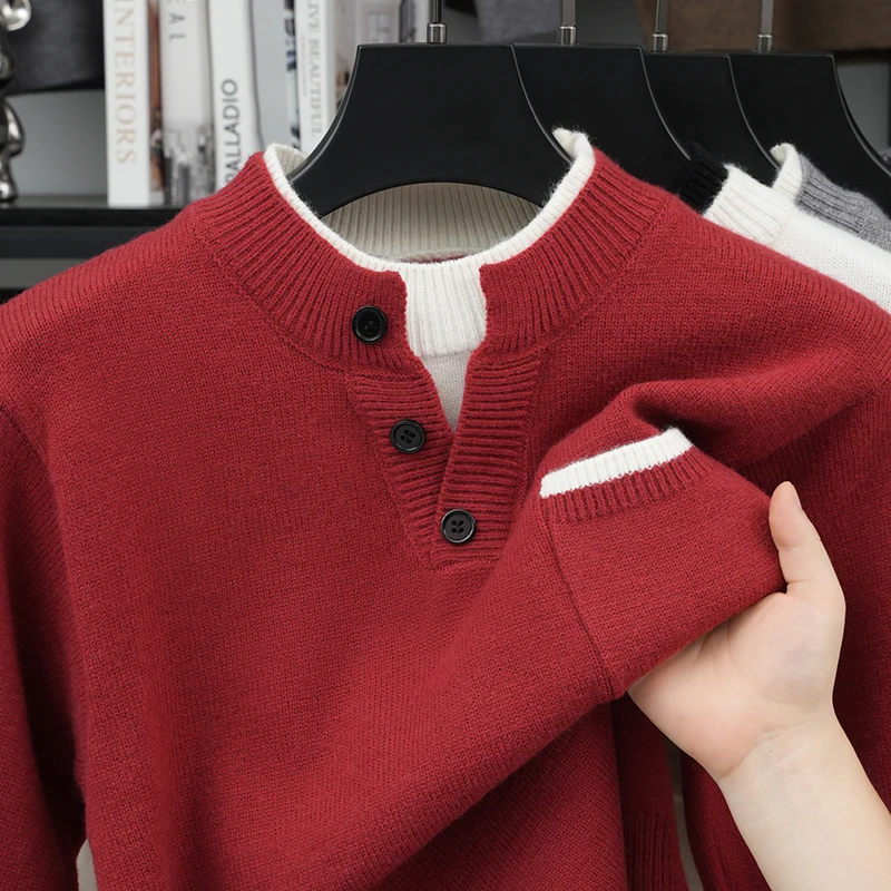 بلوفر رجالي مزيف من قطعتين، مح - مراجعة Men'S Fashion V Neck Sweater وسعره