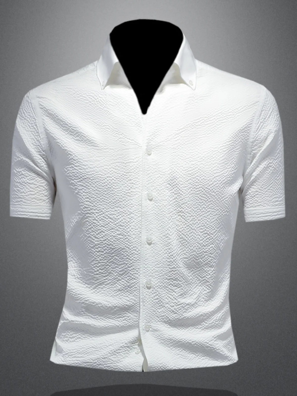 

Slim Fit Men's ort Sve irt Casual White Busin Faion Urban Sle Breathable Polyester Fiber Micro Stretch