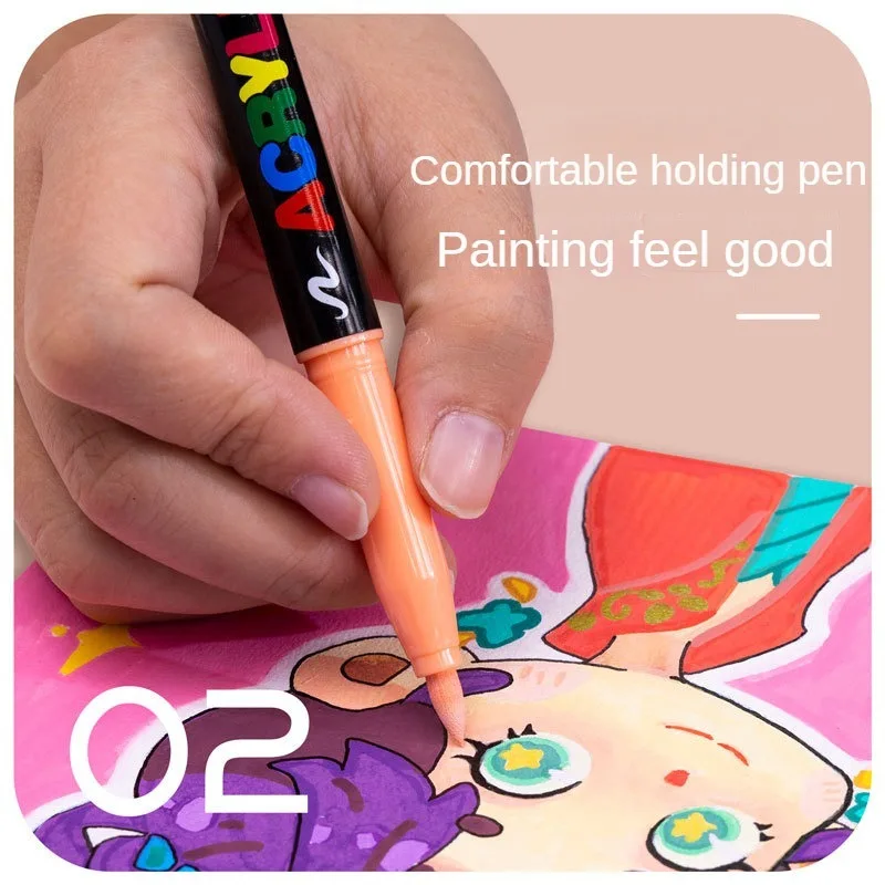 12 Colors Skin Tone Markers Pens,Nylon Soft Head Acrylic Markers,Waterproof Brush Pen Figure Painting School Art Supplies