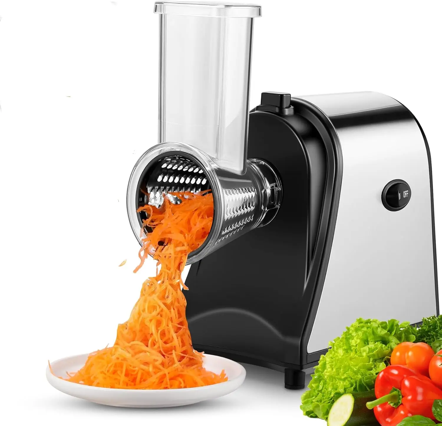 

5-in-1 Electric Cheese Grater & Slicer for Veggies, Salad Maker, Shreds Carrot, Zucchini - 250W Professional
