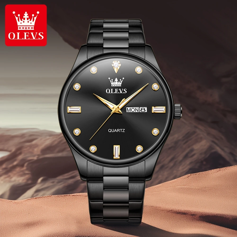 OLEVS 3621 Brand Quartz Movement Watch For Men Women Luxury 30m Waterproof Night Light Steel Bracelet Timekeeping Watch