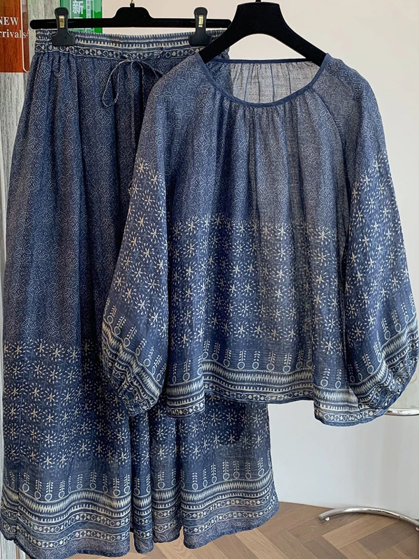 

Весна-лето, новый круглый женский свободный легкий льняной топ в стиле ретро с принтом Ne National Sle, с цветочным принтом для поездок на работу