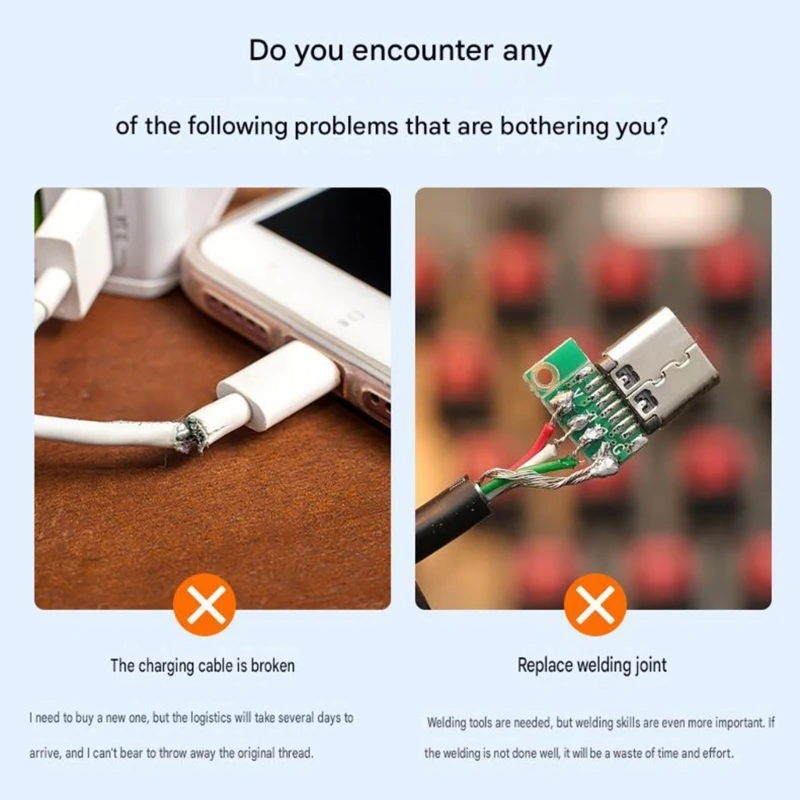 

U55B 2 Piece USB C 100W 5 Pin Solderless Connector For Fast Charging Data Transfer