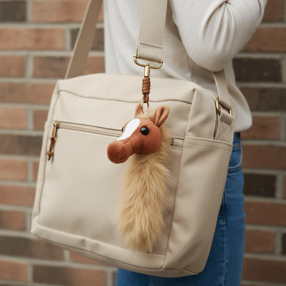 

Funny PP Cotton Pony Head Pendant Fluffy Comfortable Horse Collection Soft Mascot Pony Boys and Girls