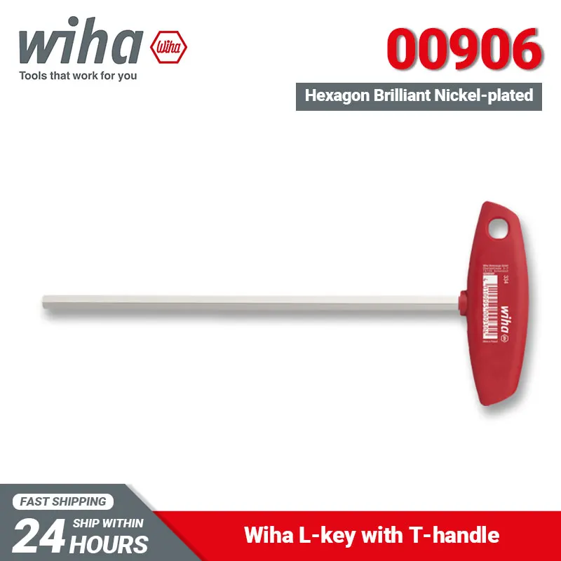 Wiha 100mm Shaft Lengt L-key with T-handle Hexagon Brilliant Nickel-plated 2.0/2.5/3.0mm Hex 00904/00906/00908