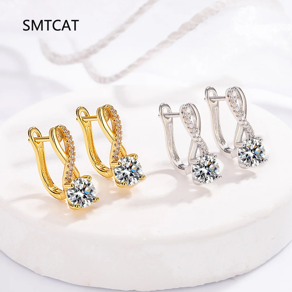 

Серьги-кольца из стерлингового серебра 925 пробы с муассанитом «Бесконечность» для женщин, позолоченные 14 К, ювелирные изделия для свадебной вечеринки, рождественские подарки Huggies