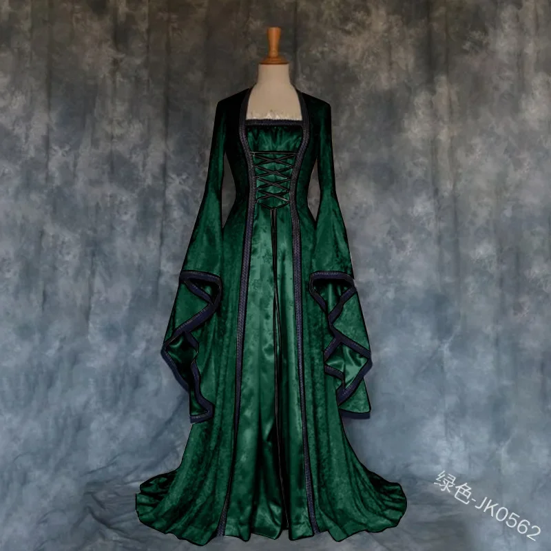 Vestido de fiesta de noche de palacio de vendaje Medieval Vintage para mujer, vestido Pleuche renacentista de lujo, vestido Retro de cola de terciopelo, disfraz de fiesta