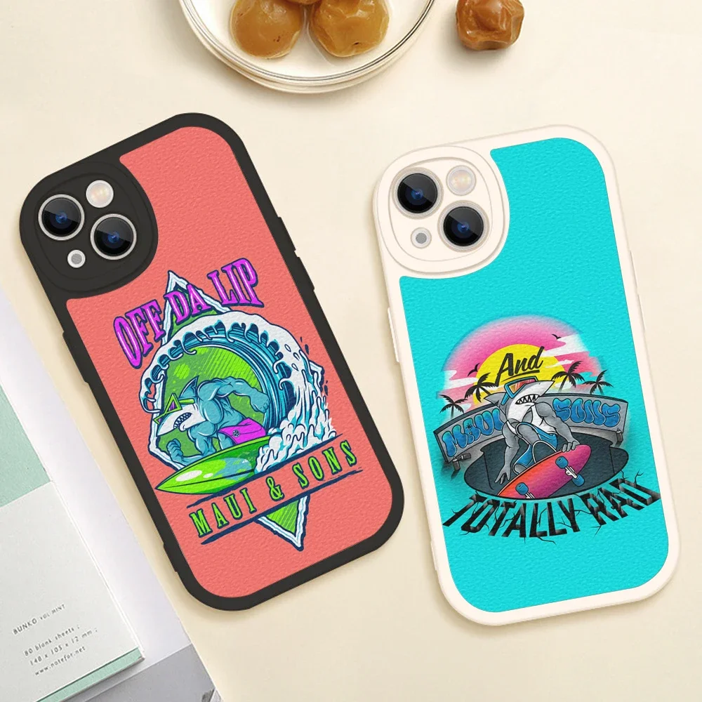 For Iphone 16 promax Phone Case 15pro 12 13 14Pro 13 12 MiNi 14pro 15plus 13pro MAUI AND SONS Surf Sakataboard Lambskin Covers