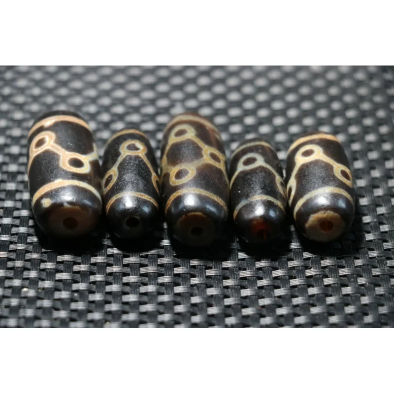 Set lot of 5 PCS Energy Tibetan old Agate 6 Eyed Star Wisdom Totem dZi Bead For