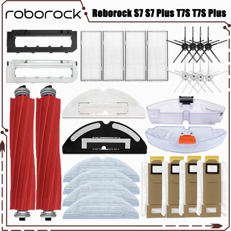 Do odkurzacza automatycznego Roborock S7 S7 Plus T7S T7S Plus Akcesoria Szczotka główna Filtr Hepa Mopy Worek na kurz Części zamienne