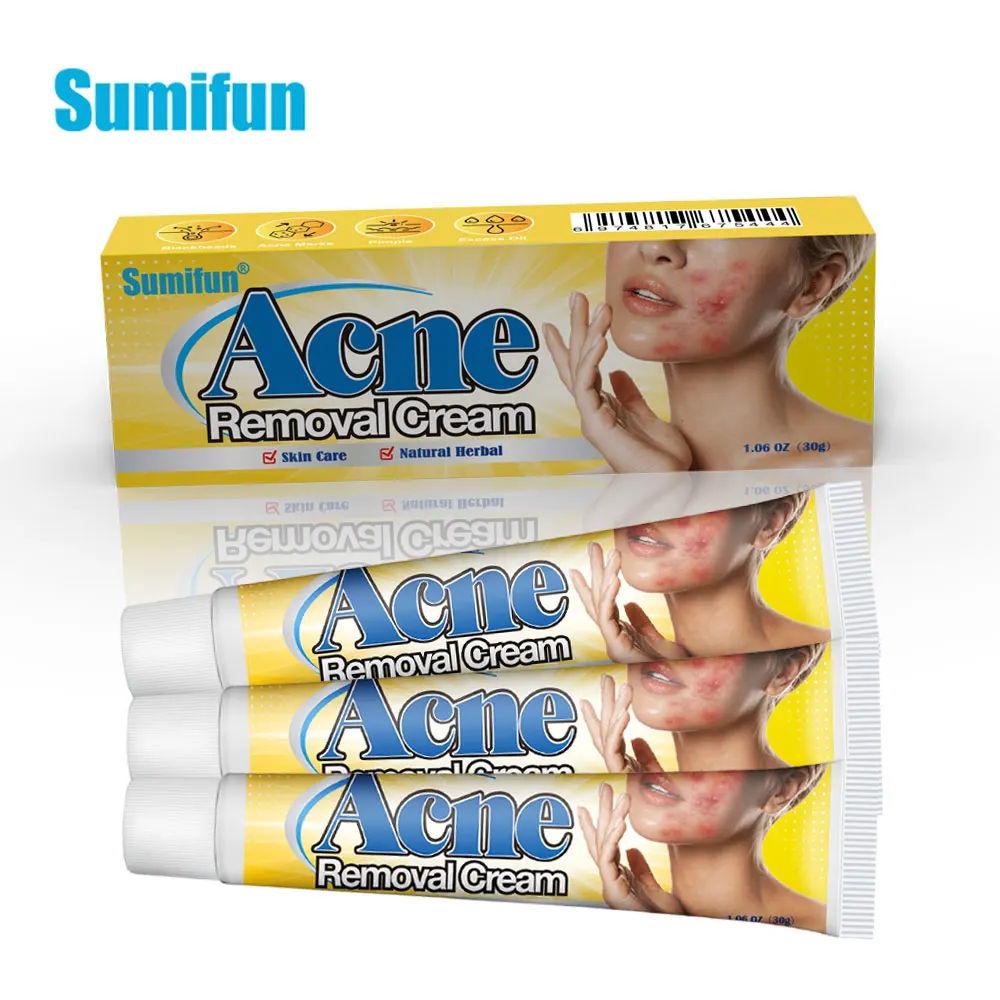 

3Pcs Acne Face Cream Herbal Pimple Scar Removal Shrink Pore Oil Control Moisturizing Facial Cream Acne Treatment Skin Care 30g