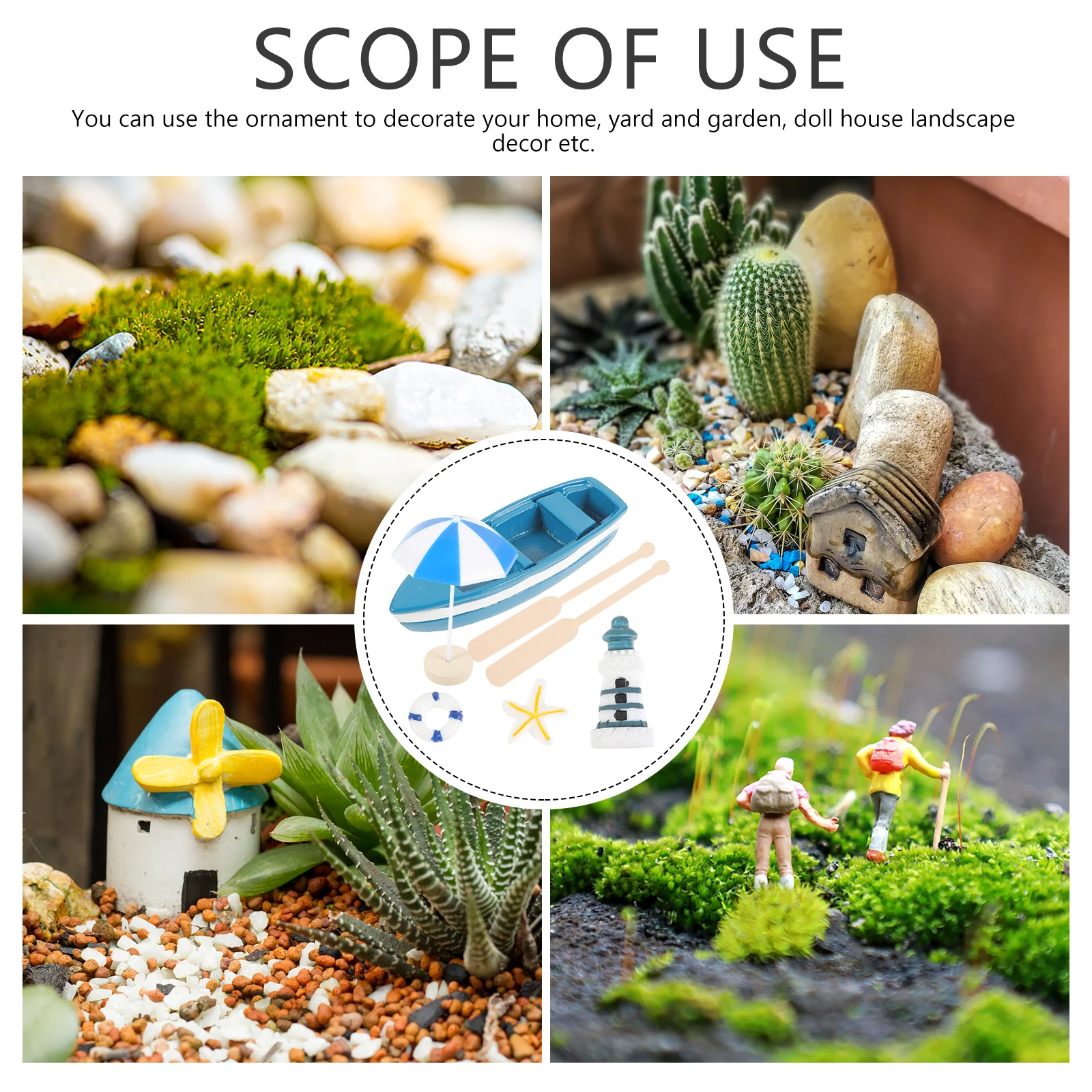 

Mediterranean Sailing Ornaments Rustic Style Decor Desk Life Buoy Miniature Handmade Desktop Synthetic Resin Microlandscape