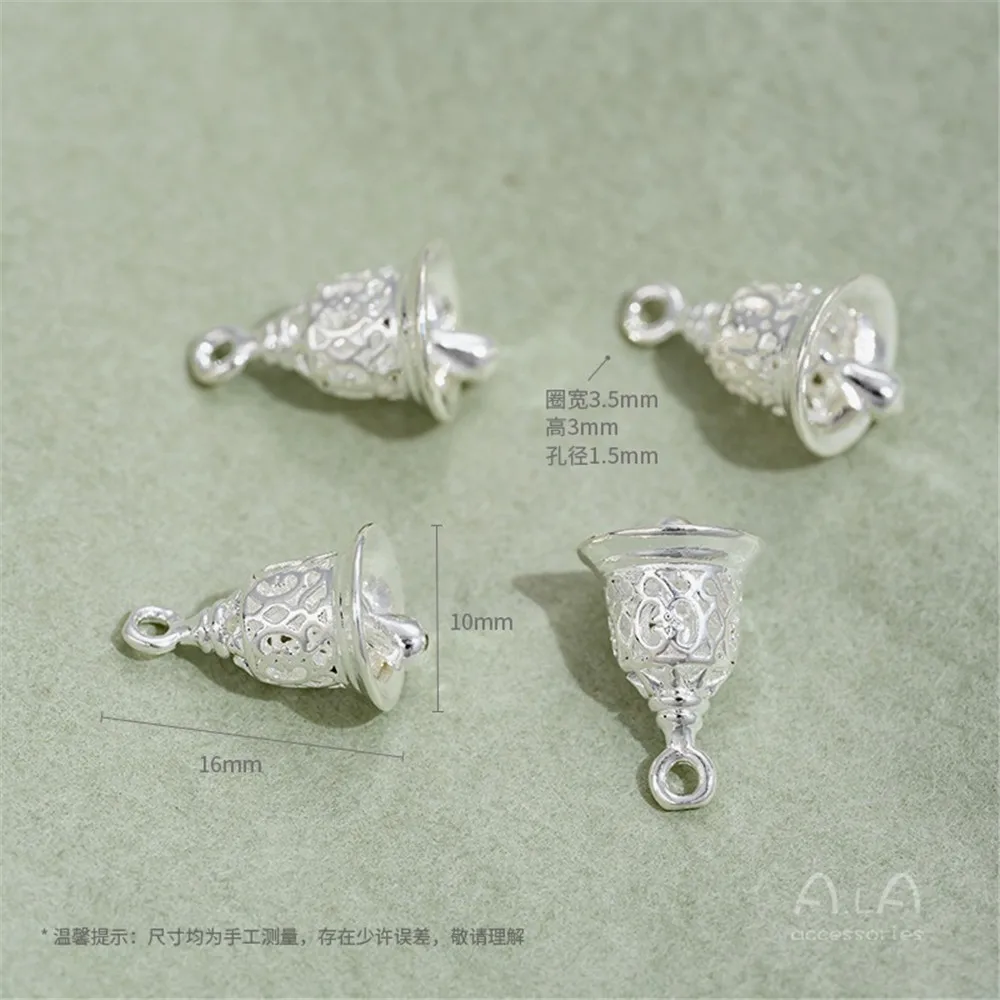 14K ゴールドメッキシルバーメッキ中空花形ベルペンダント DIY 手作りブレスレットネックレスジュエリーペンダントアクセサリー