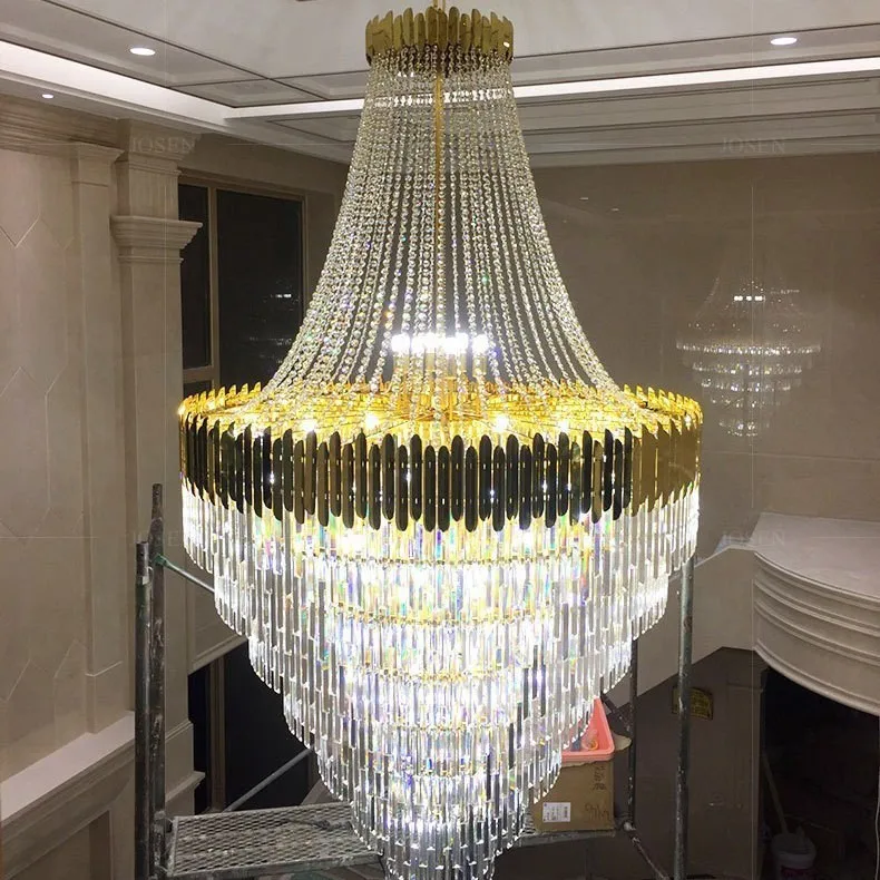 

Crystal, large chandelier, modern, simple, atmospheric, living room, rotating, light luxury