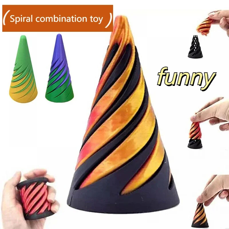 3D Decompression Toys Push Promote 3D Printing Trendy Toys Decompression Spiral Three-dimensional Children's Puzzle Toys