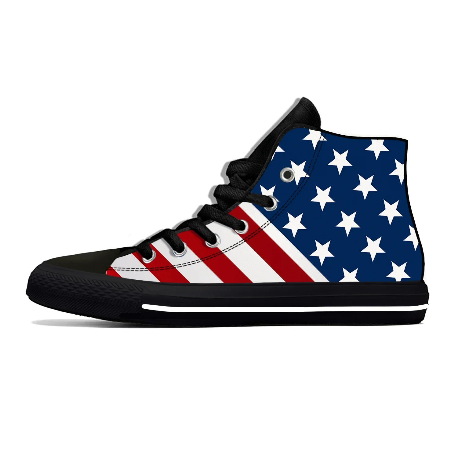 USA America American Flag Stars Patriotic Pride Casual Cloth Shoes High Top Lightweight Breathable 3D Print Men Women Sneakers