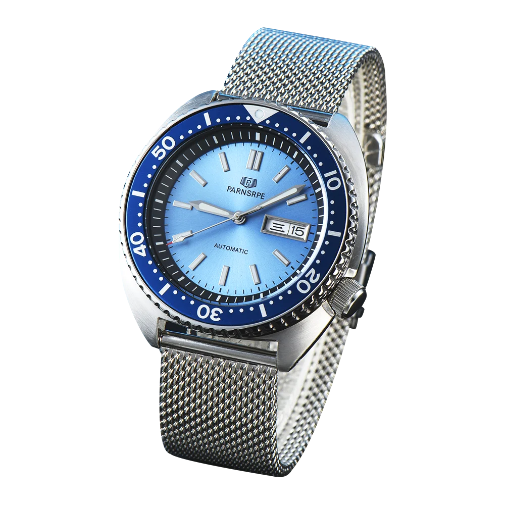 Parnsrpe-Luxe Blauw 45Mm Grote Abalone Blauw Mannen Duiken Horloge NH36A Waterdichte Rvs Case Sapphire Cr