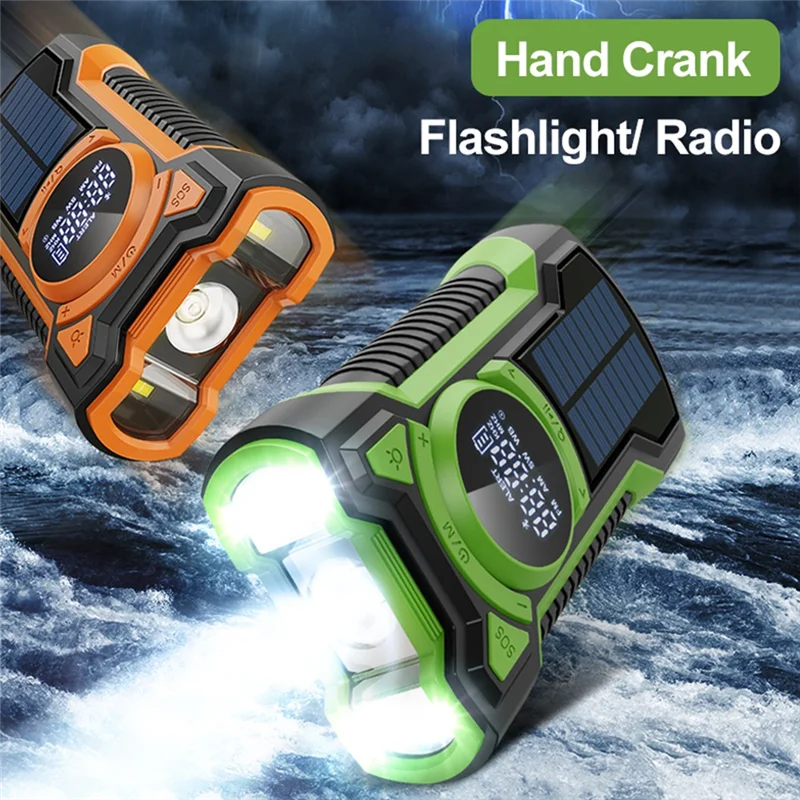 Promotion!Hand Crank Solar Radio Portable AM/FM/NOAA Weather Radio With LED Flashlight Bluetooth 5.0 Speaker Emergency Radio