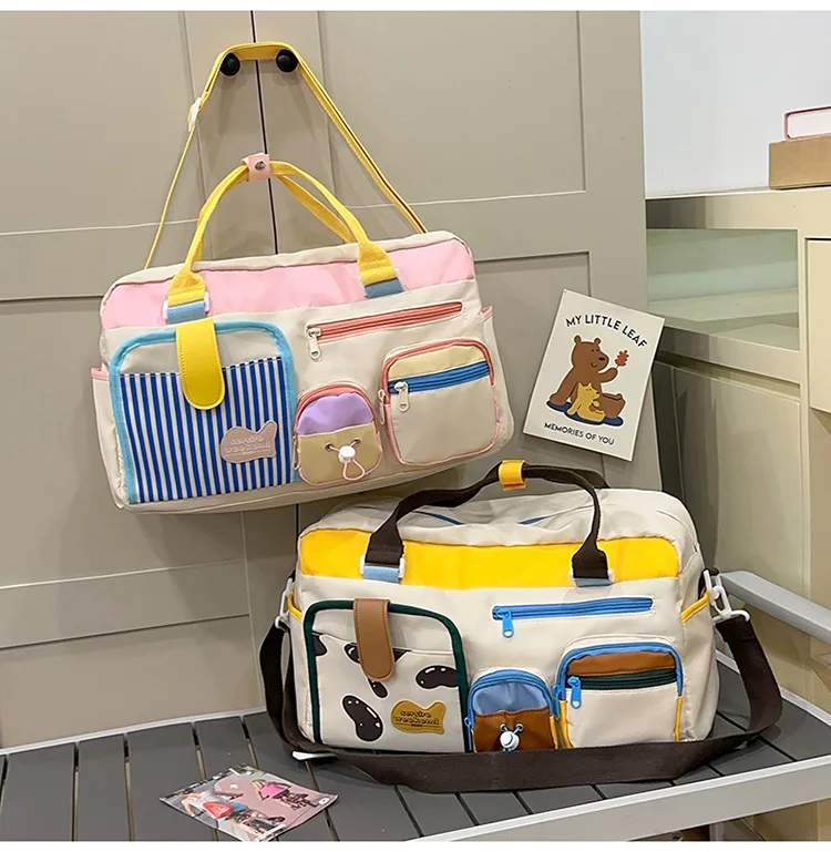 

Cartoon Cute Large Capacity Commuter Bag New High Beauty Fashion College Travel Bag Color Contrasting Nylon Crossbody Bag
