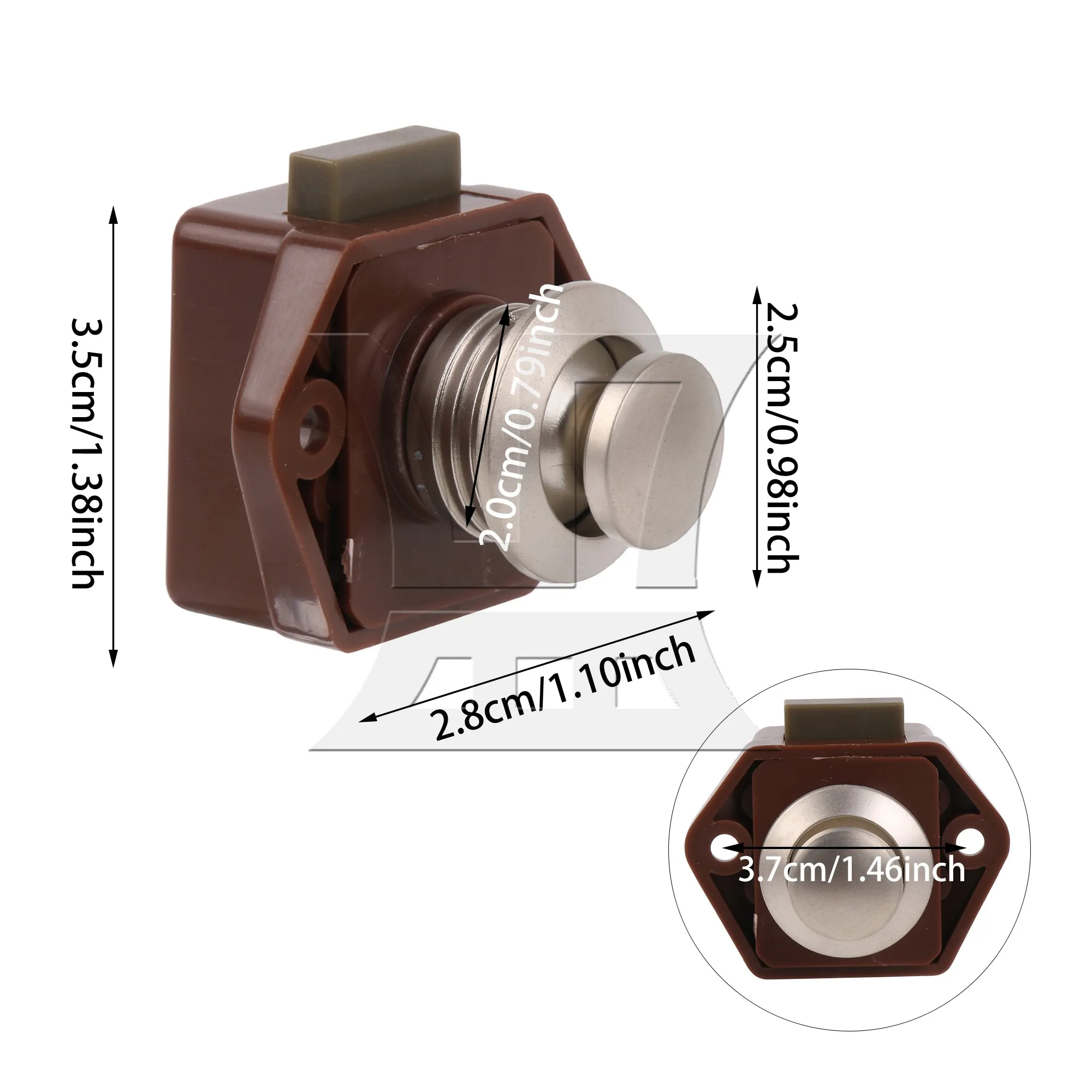 BQLZR 6 peças botão de pressão marrom botão de trava de armário para porta de armário de caravana RV