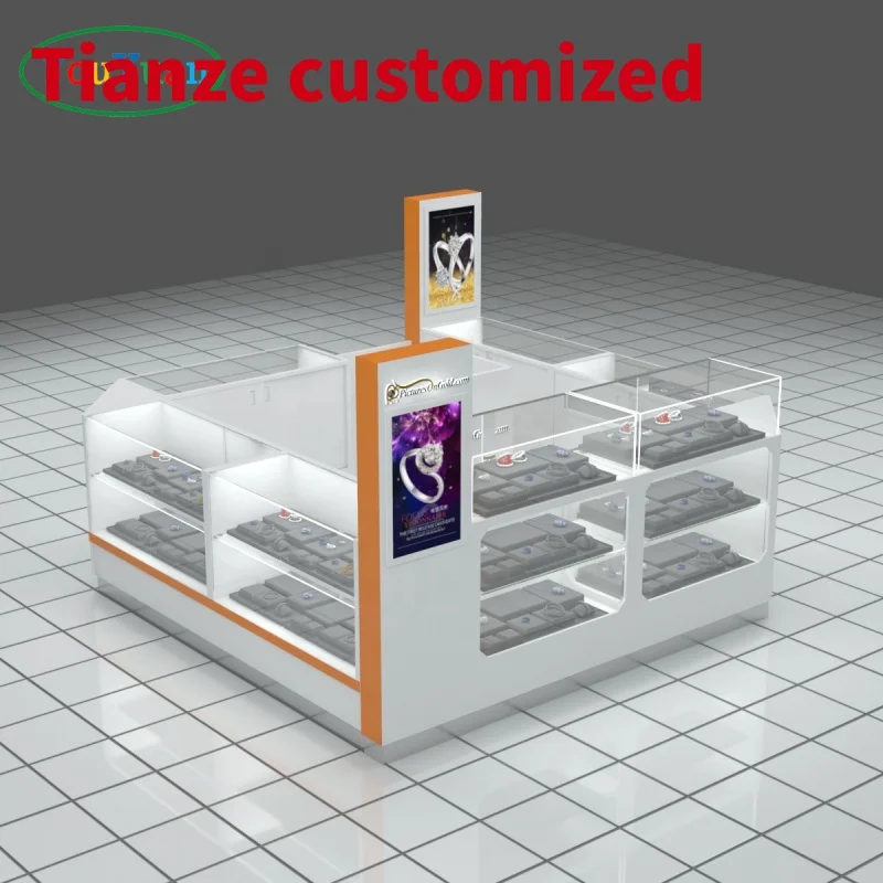 (customized)Jewelry kiosks sale with work jewelry repair kiosk design free-installation jewelry store showcase