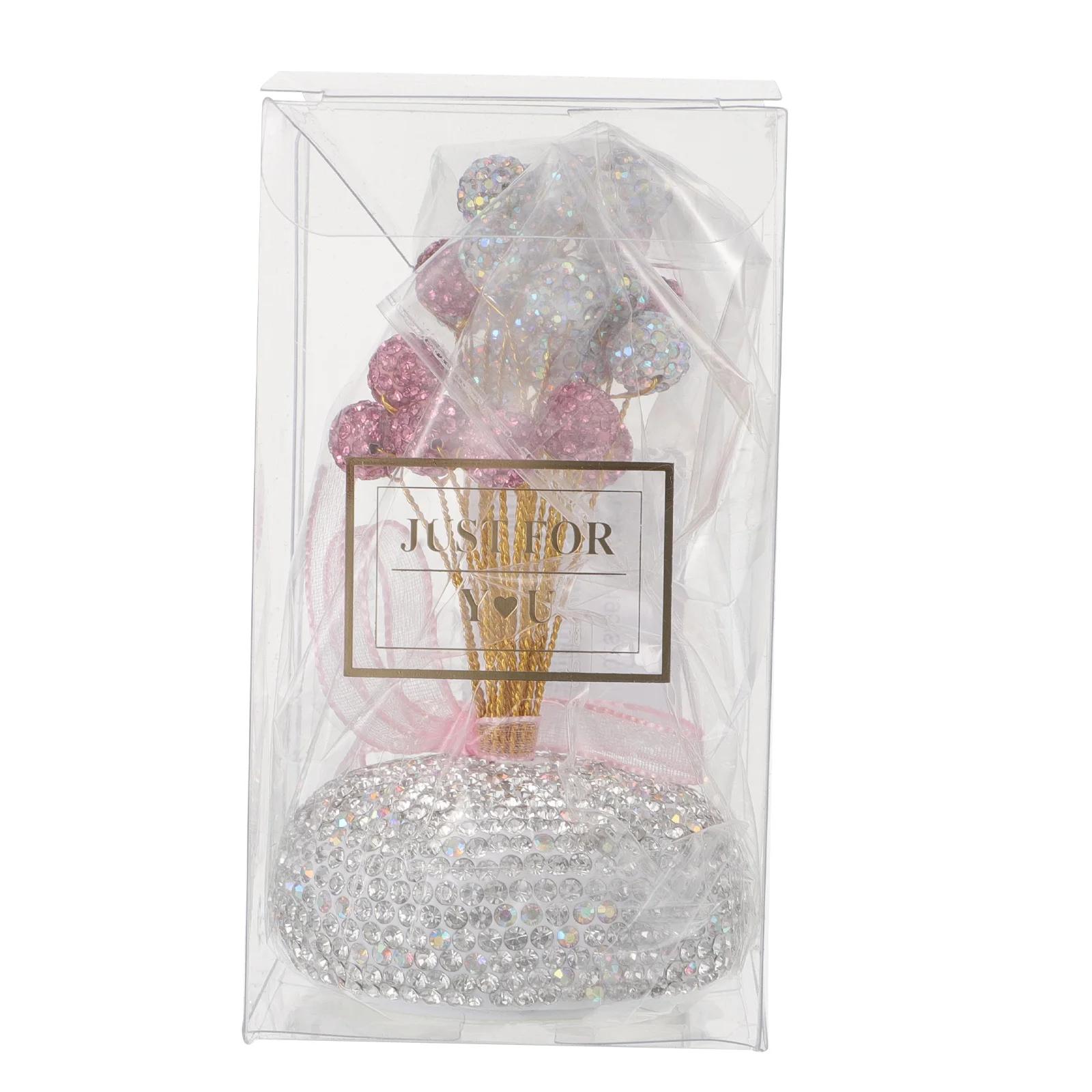 

Elegant Gypsophila Figurines Craft Statue Desktop Decor Flower Adornment Rhinestone Durable Charm Lifelike Flat Base