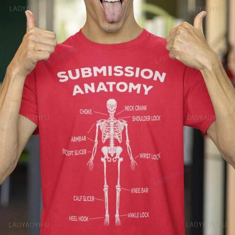 Submission Anatomy Funny BJJ Printed T-shirt Jiu Jitsu MMA Fight Wear BJJ Gifts Martial Arts Shirt Woman Man High Quality Cotton