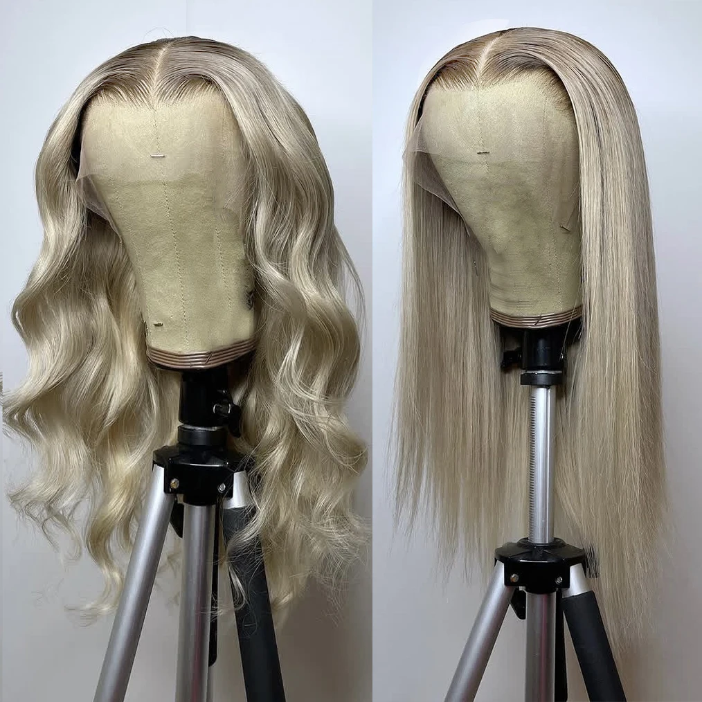 

Ombre Blonde Lace Front Wig for Women Dark Rooted 13X4 Long Straight & Body Wave Wig Synthetic Hair Natural Daily Wear Wigs