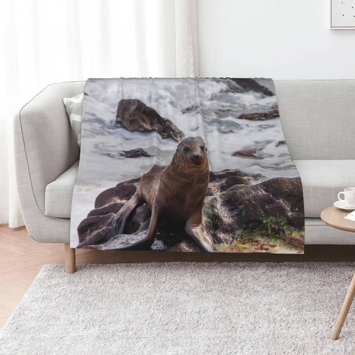 Sea Lion on the Shore Throw Blanket wednesday For Baby cosplay anime Single blankets ands decorative Blankets