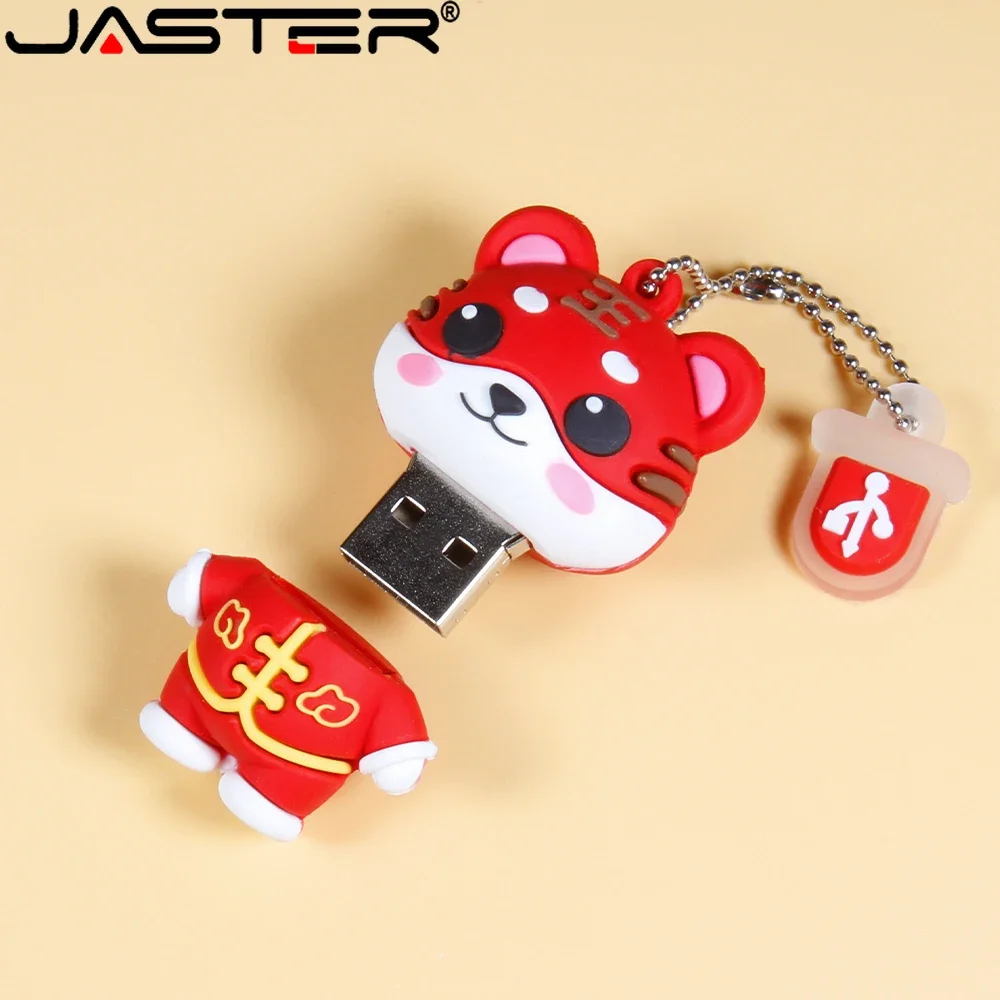 

JASTER Cute Cartoon Mascot USB 2.0 flash drive 64GB U Disk 32GB Pen Drives 16GB Tiger pendrive 8GB 4GB Free keychainMemory Stick