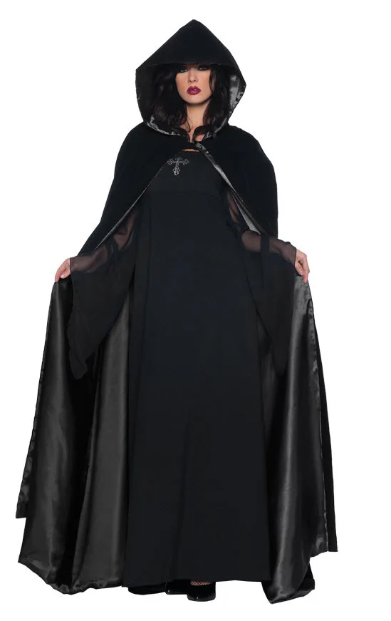 Costume cosplay di grandi dimensioni loween Death God Hell Strega Diavolo Gonna lunga Bla Robe Costume di scena etnico da strega