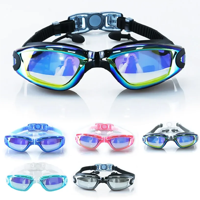 

Swimming Goggles Adult Pool Glasses Anti Fog Men Women UV Protection Optical Waterproof Swim Eyewear with Earplugs