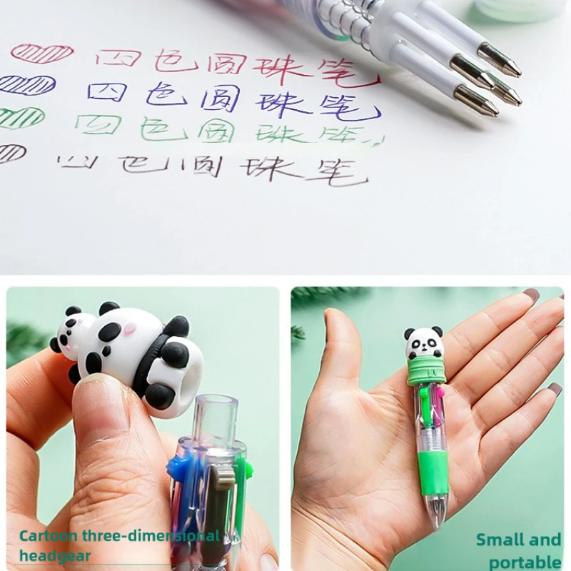 5Pcs/Lot Cute Cartoon Animal Four Color Ballpoint Pens Kawaii Panda Koala Elephant Giraffe Student Pen Kids School Stationery view 2